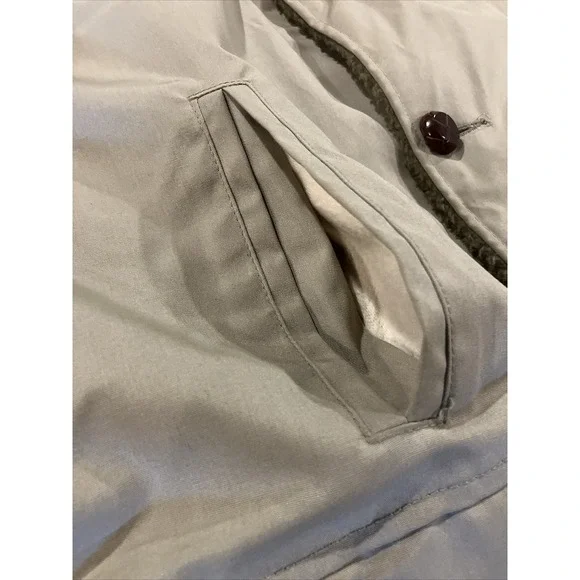 VTG Woolrich Brown Khaki Faux Fur Lined Button Down Winter Coat Mens Sz 40 Parka - Picture 3 of 15